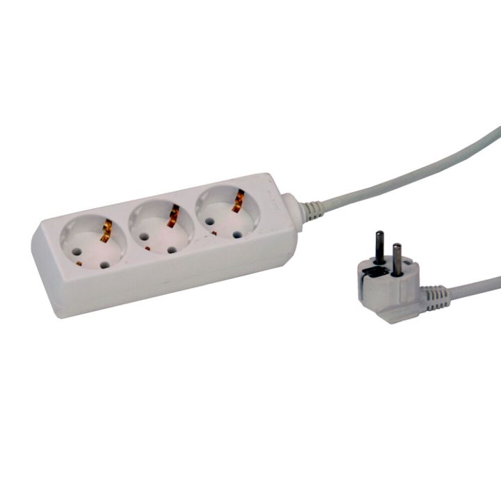 Pikendusjuhe maandusega Acuma 3-pesaga H05VV-F 3G1,0 valge 5 m