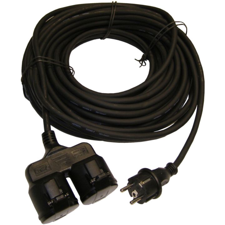 Pikendusjuhe Acuma H05RR-F 3G1,5 must, 2-osaline 20 m