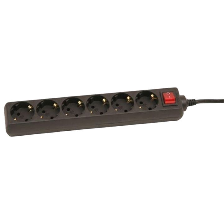 Pikendusjuhe lülitiga Acuma 6-pesaga H05VV-F 3G1,5 mm must 3 m