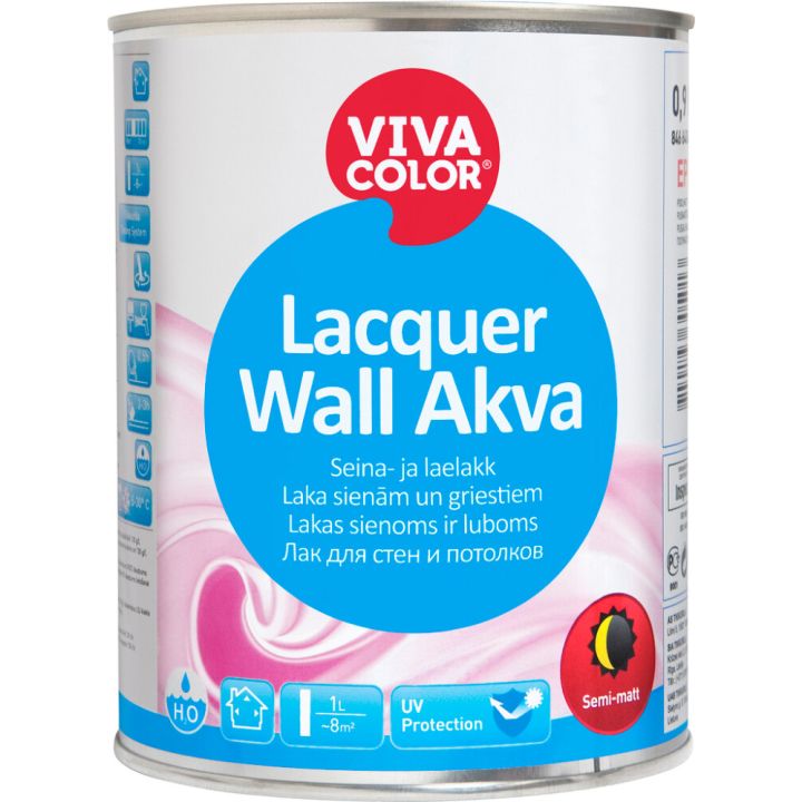 Seina- ja laelakk puidule Lacquer Wall Akva 0,9 l