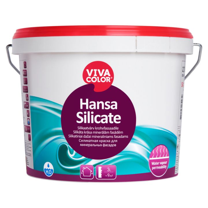 Silikaatvärv krohvfassaadile Vivacolor Hansa Silicate SA valge 2,7 l
