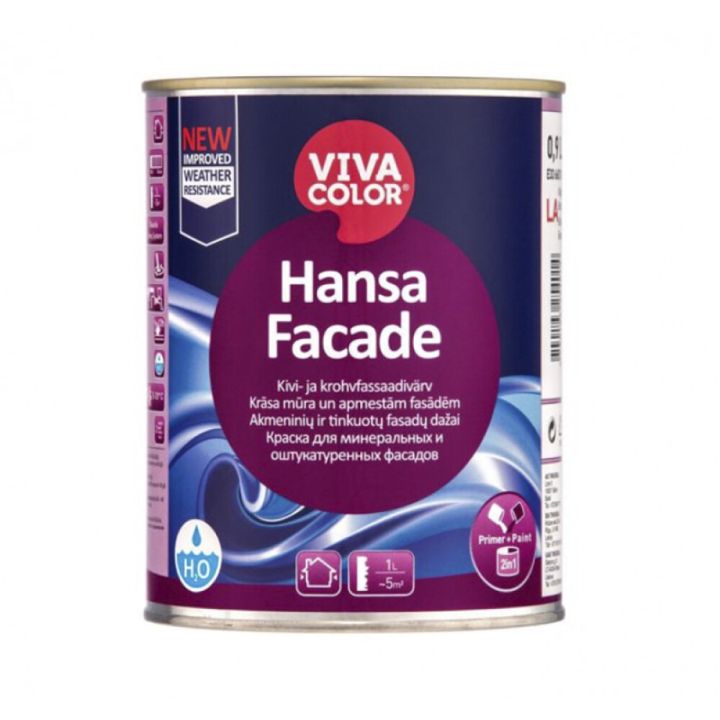 Kivi- ja krohvfassaadivärv Vivacolor Hansa Facade LC ainult toonimiseks 0,9 l