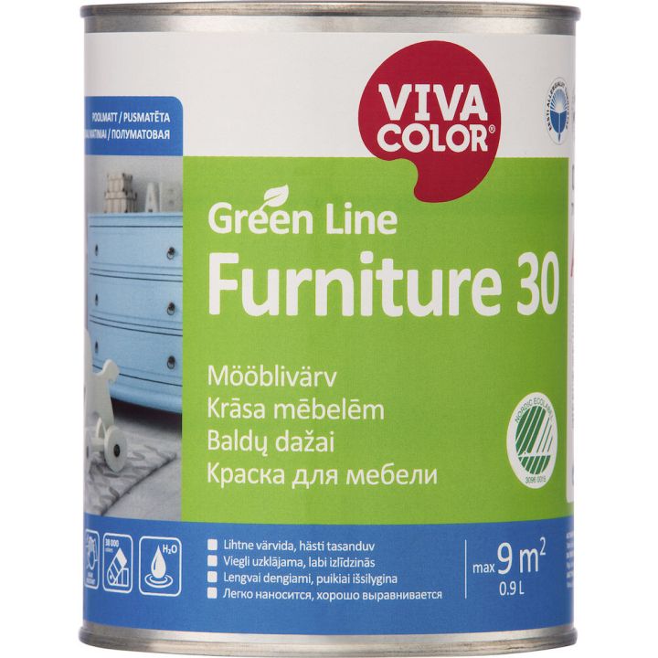 Mööblivärv Vivacolor Green Line Furniture 30 C ainult toonimiseks 0,9 l