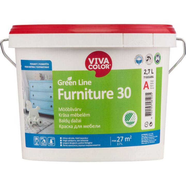 Mööblivärv Vivacolor Green Line Furniture 30 C poolmatt 2,7 l, värvitu