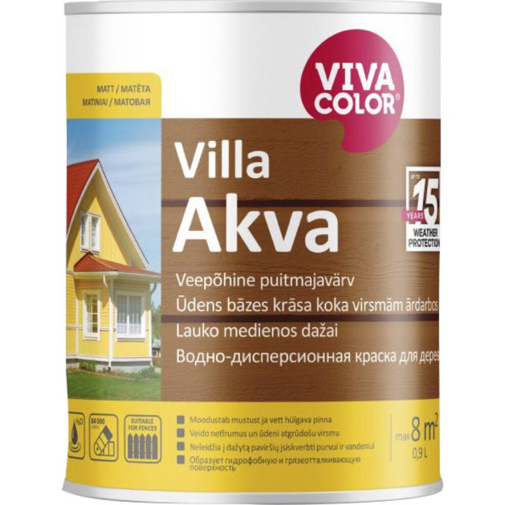 Puitmajavärv Vivacolor Villa Akva 0,9 l, valge