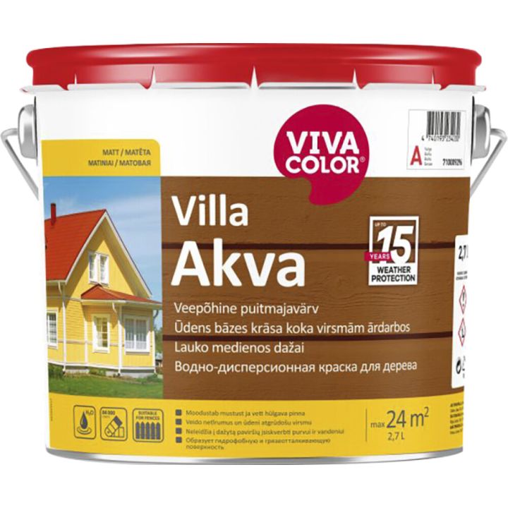 Puitmajavärv Vivacolor Villa Akva A valge 2,7 l