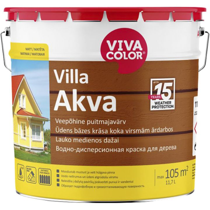 Puitmajavärv Vivacolor Villa Akva A valge 11,7 l