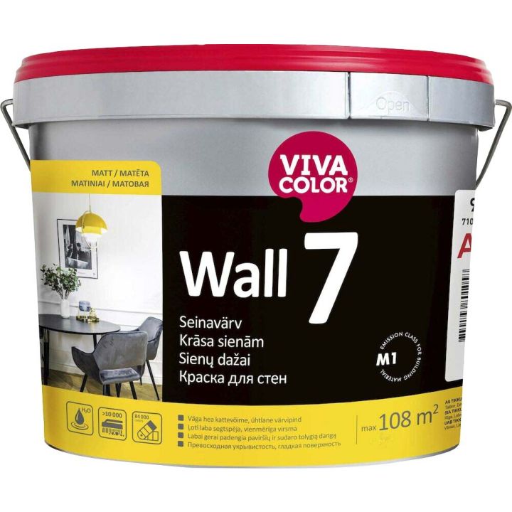 Seinavärv Vivacolor Wall 7 A valge 2,7 l