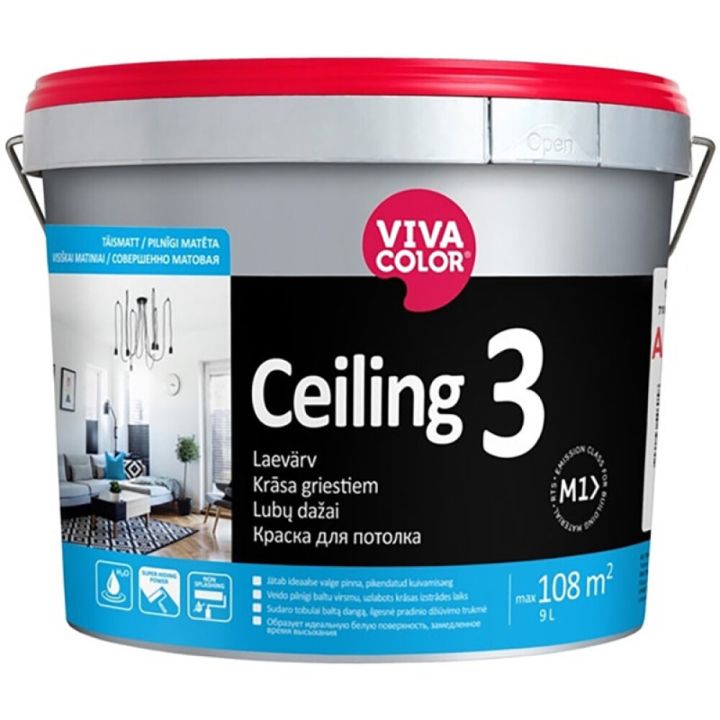 Laevärv Vivacolor Ceiling 3 AP valge 9 l