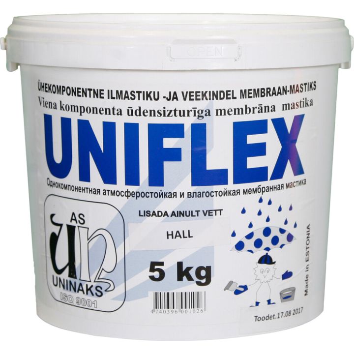 Ilmastiku- ja veekindel membraan-mastiks Uniflex, 5 kg