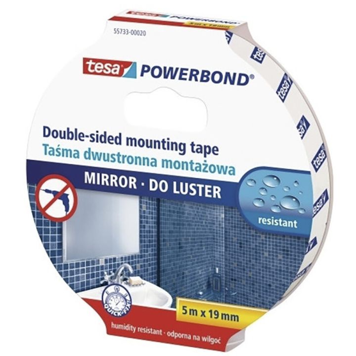 Kahepoolne teip tesa® niiskuskindel 5 m x 19 mm