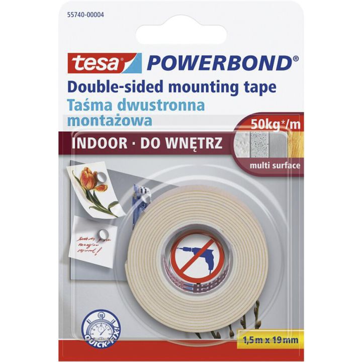 Kahepoolne teip tesa® 1,5 m x 19 mm