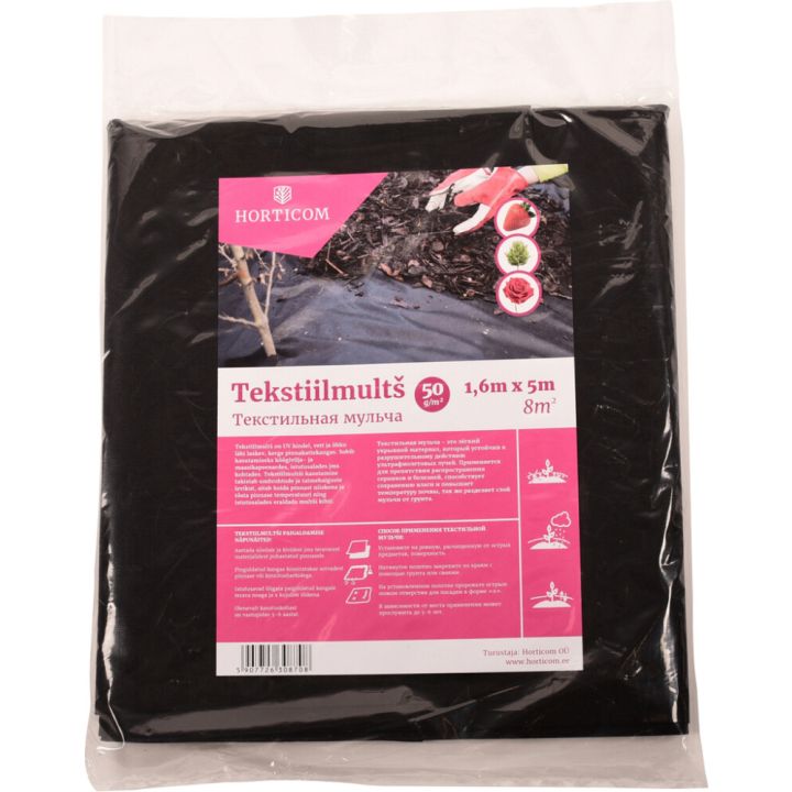 Tekstiilmultš Horticom 1,6 x 5 m, 8 m²