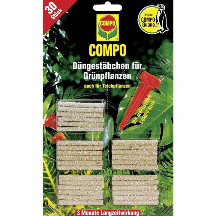 Väetisepulgad rohelistele taimedele Compo 30 tk/lehel