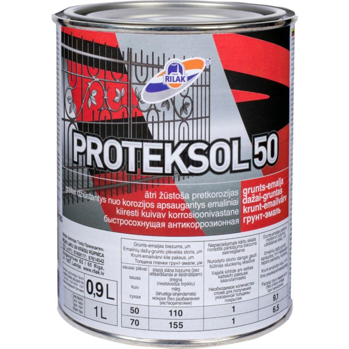Kruntemailvärv Proteksol 50, hall 0,9 l