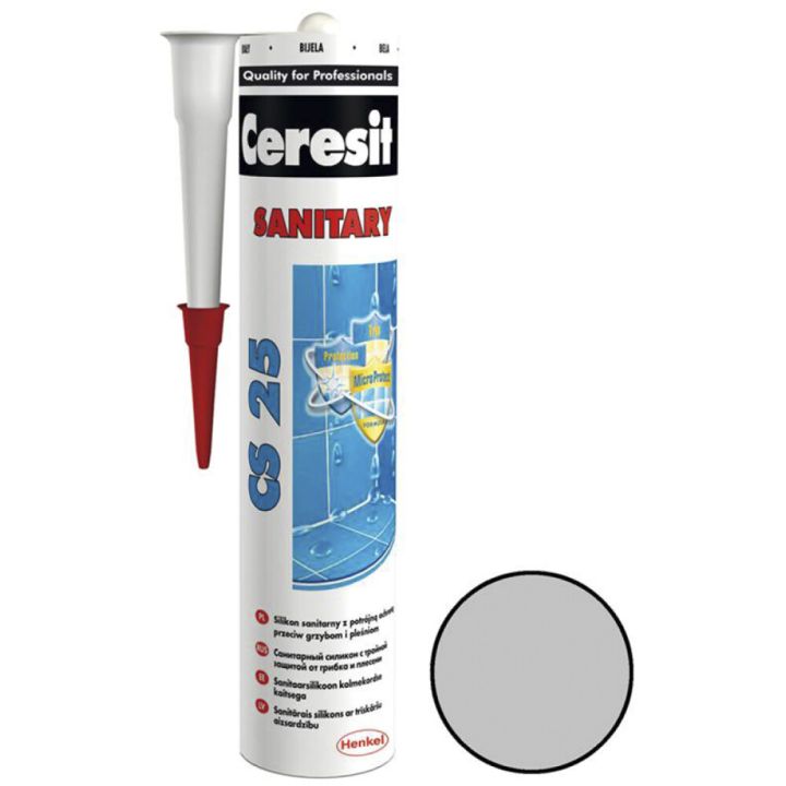 Sanitaarsilikoon Ceresit CS25 280 ml, Manhattan 10/helehall