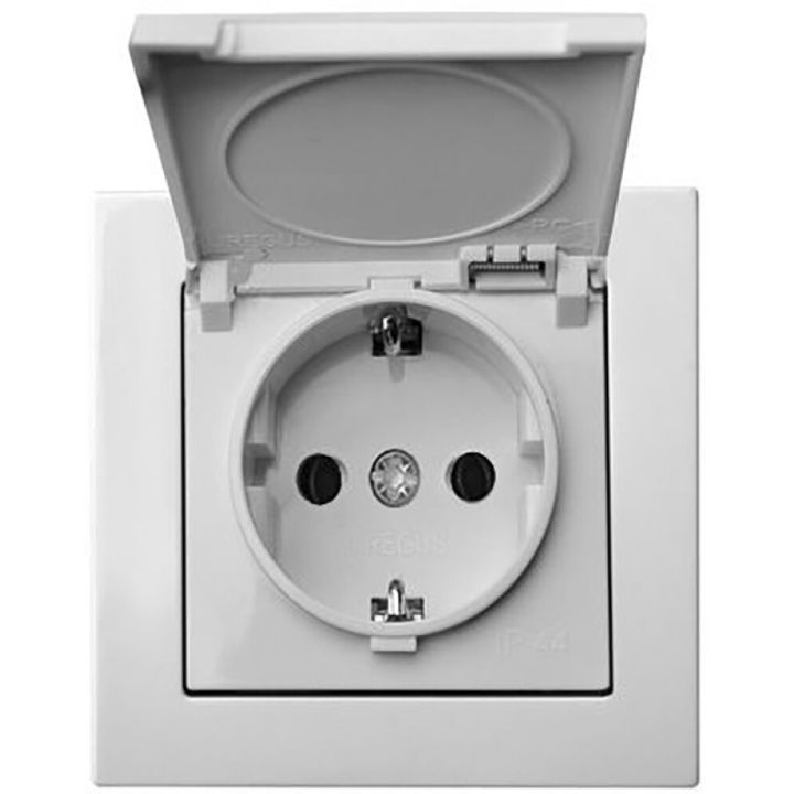 Maandatud kaanega pistikupesa Epsilon valge, raamita