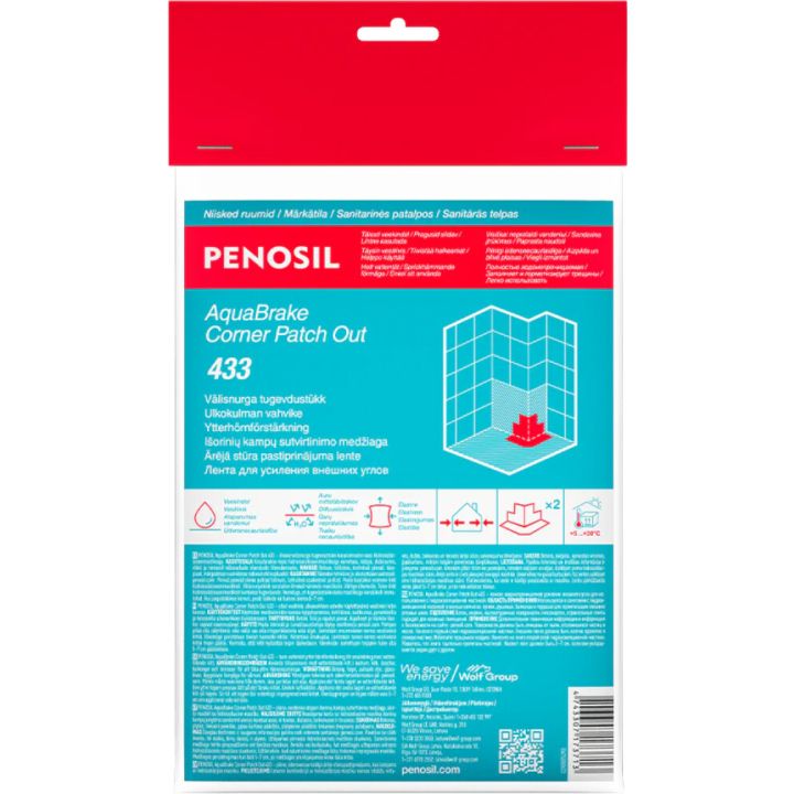 Veekindel välisnurga tugendustükk Penosil AquaBrake Corner Patch Out 433