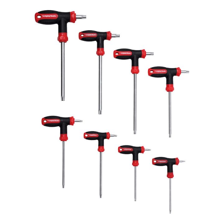 T-käepidemega kruvikeeraja Alpha Tools 8 tk torx
