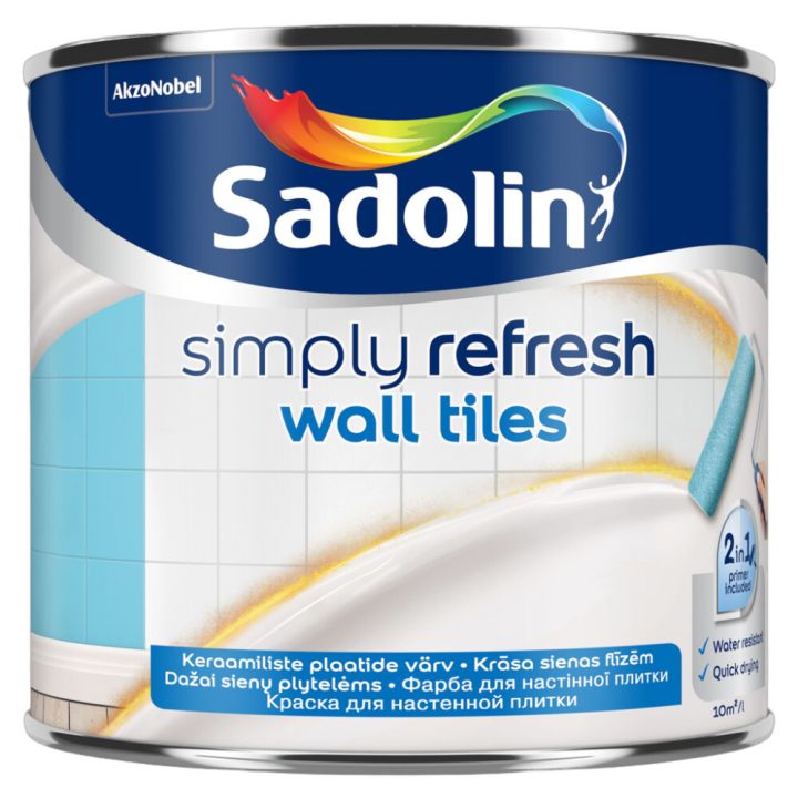 Keraamiliste seinaplaatide värv Sadolin Simply Refresh Wall Tiles BC toonitav 0,5 l