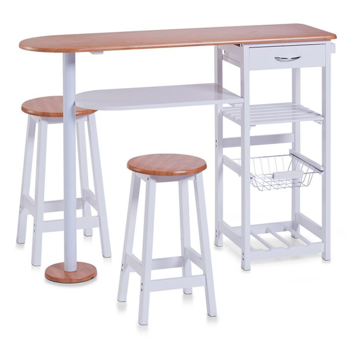 Baarilaud Zeller valge kahe taburetiga