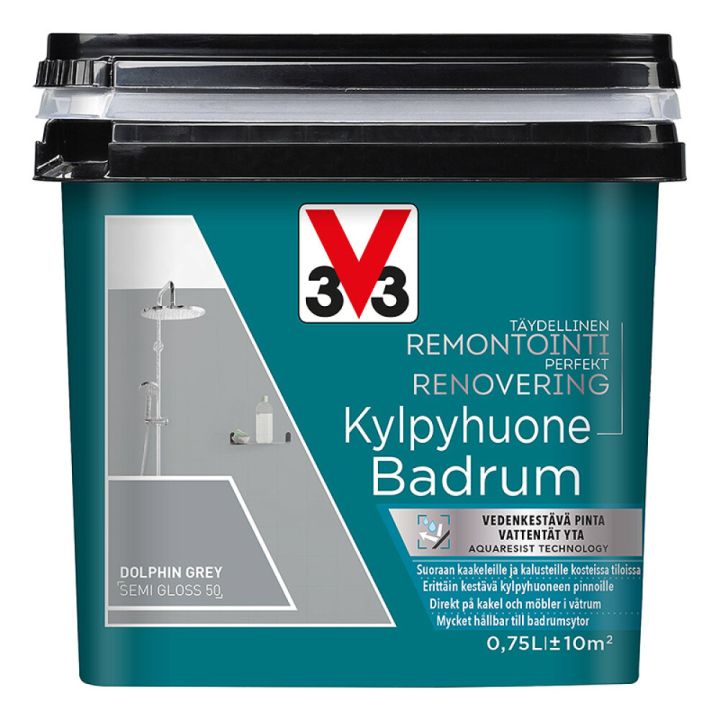 Keraamiliste plaatide värv V33 Kylpyhuone Dolphin Grey