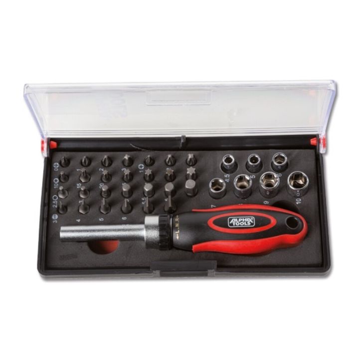 Kruvikeeraja ja otsikute komplekt Alpha Tools 35- osaline