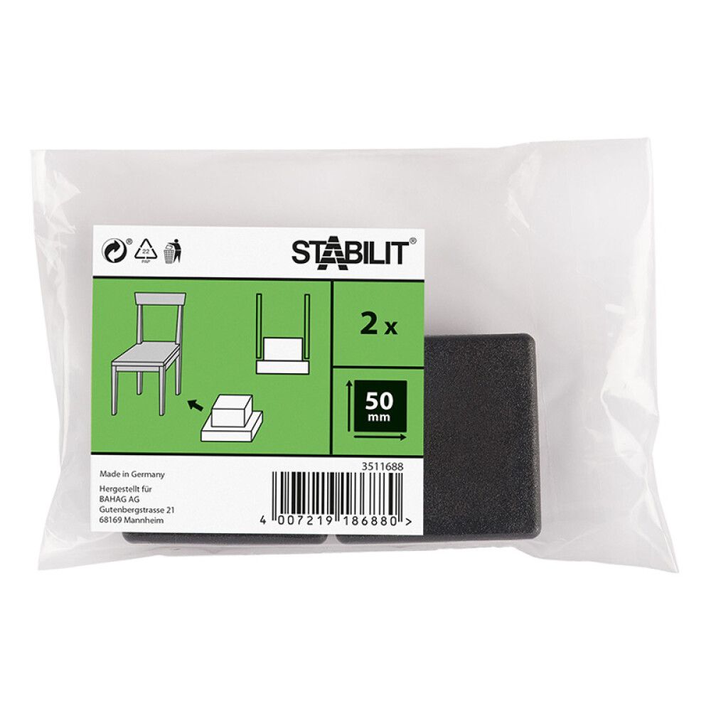 Mööblijala kaitse Stabilit kandiline must 50 x 50 mm 2 tk