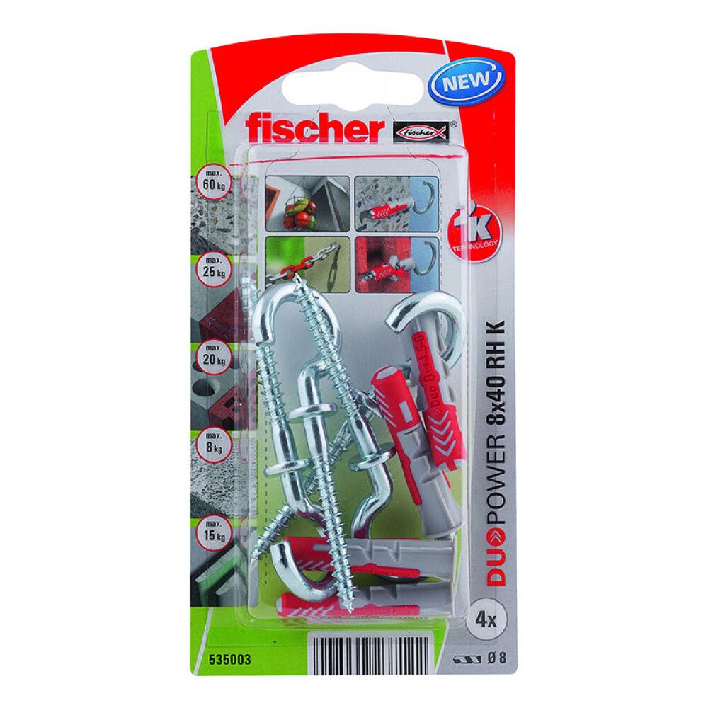 Konksude ja tüüblite komplekt Duopower 8 x 40 RH K