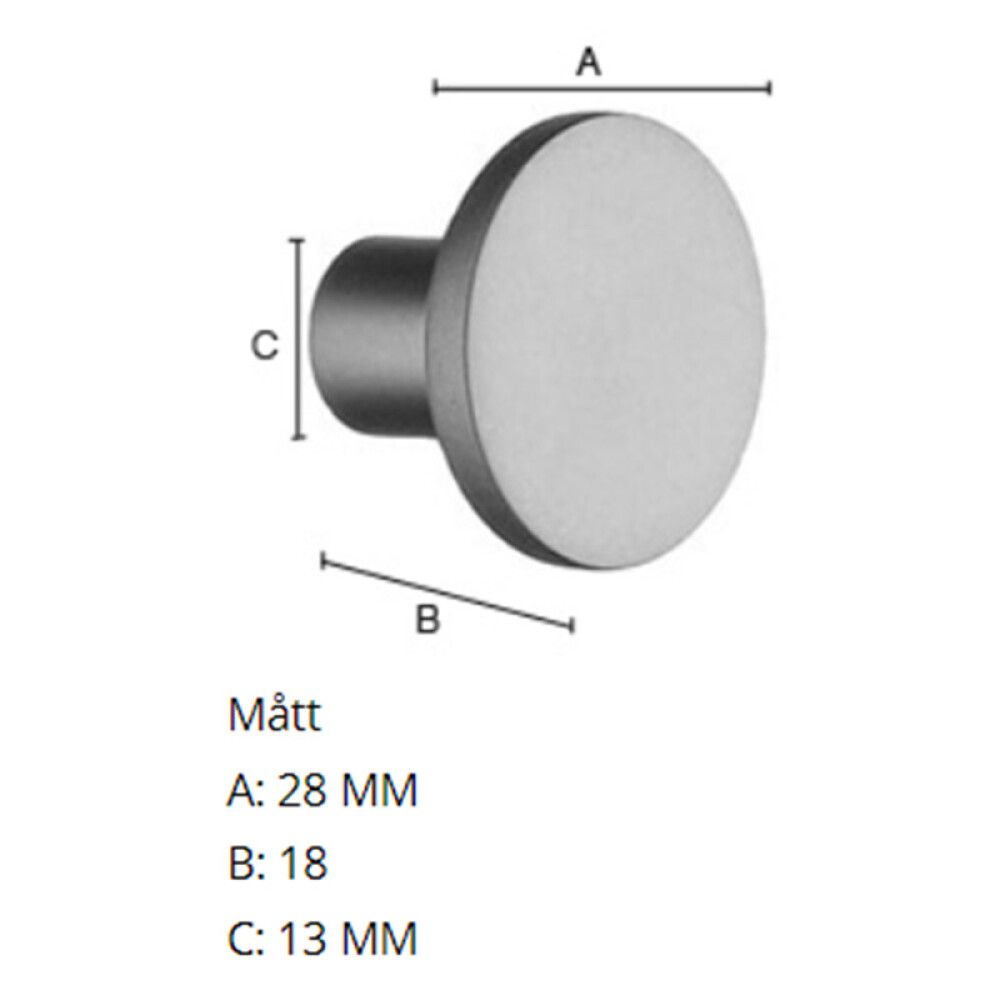 Mööblinupp Beslagsboden Modern ø 28 mm läikiv vask