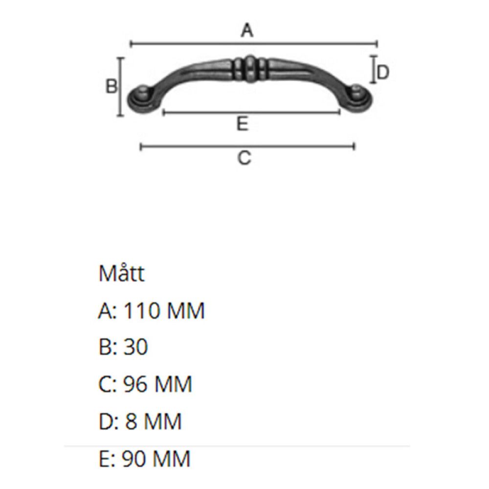 Käepide Beslagsboden Antique 110 mm must