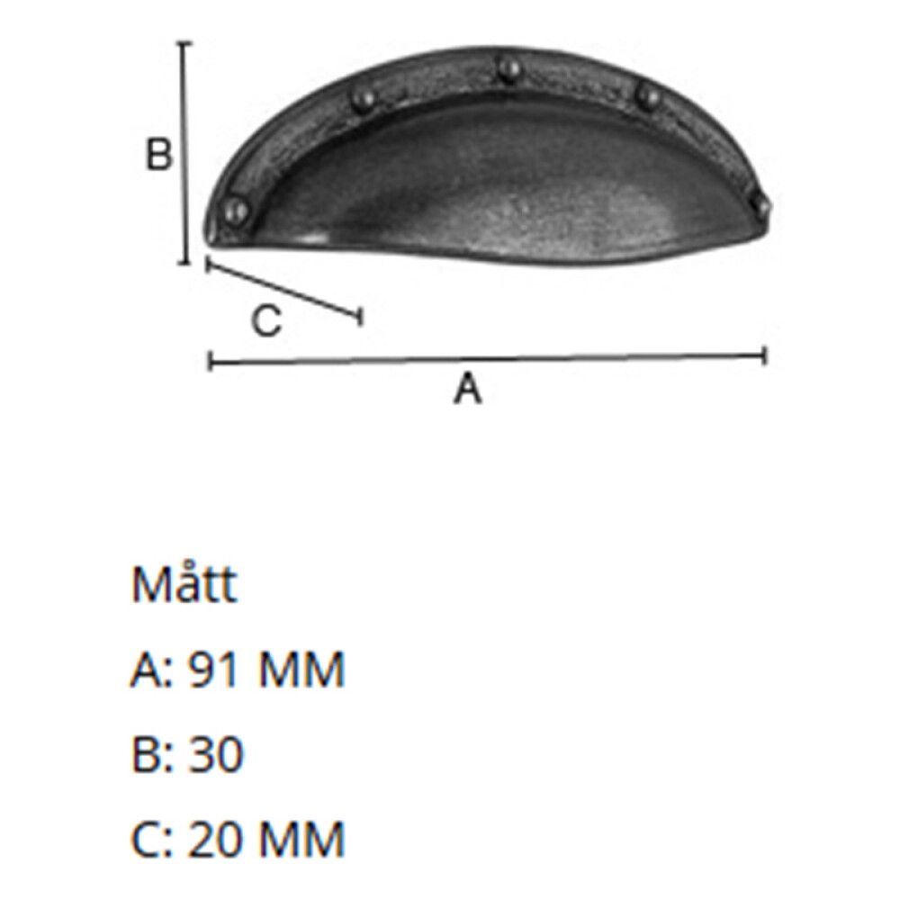 Käepide Beslagsboden 91 mm antiik vask