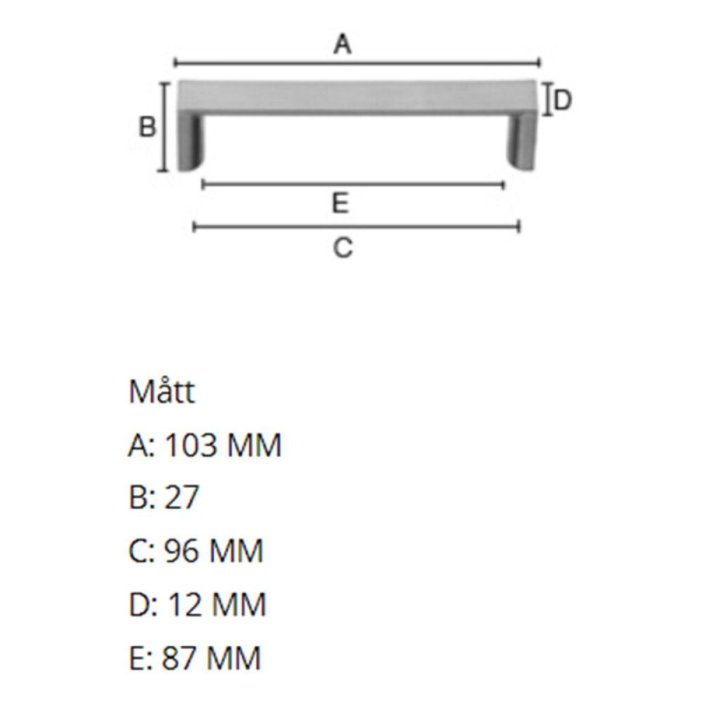 Käepide Beslagsboden Modern 103 mm lihvitud vask