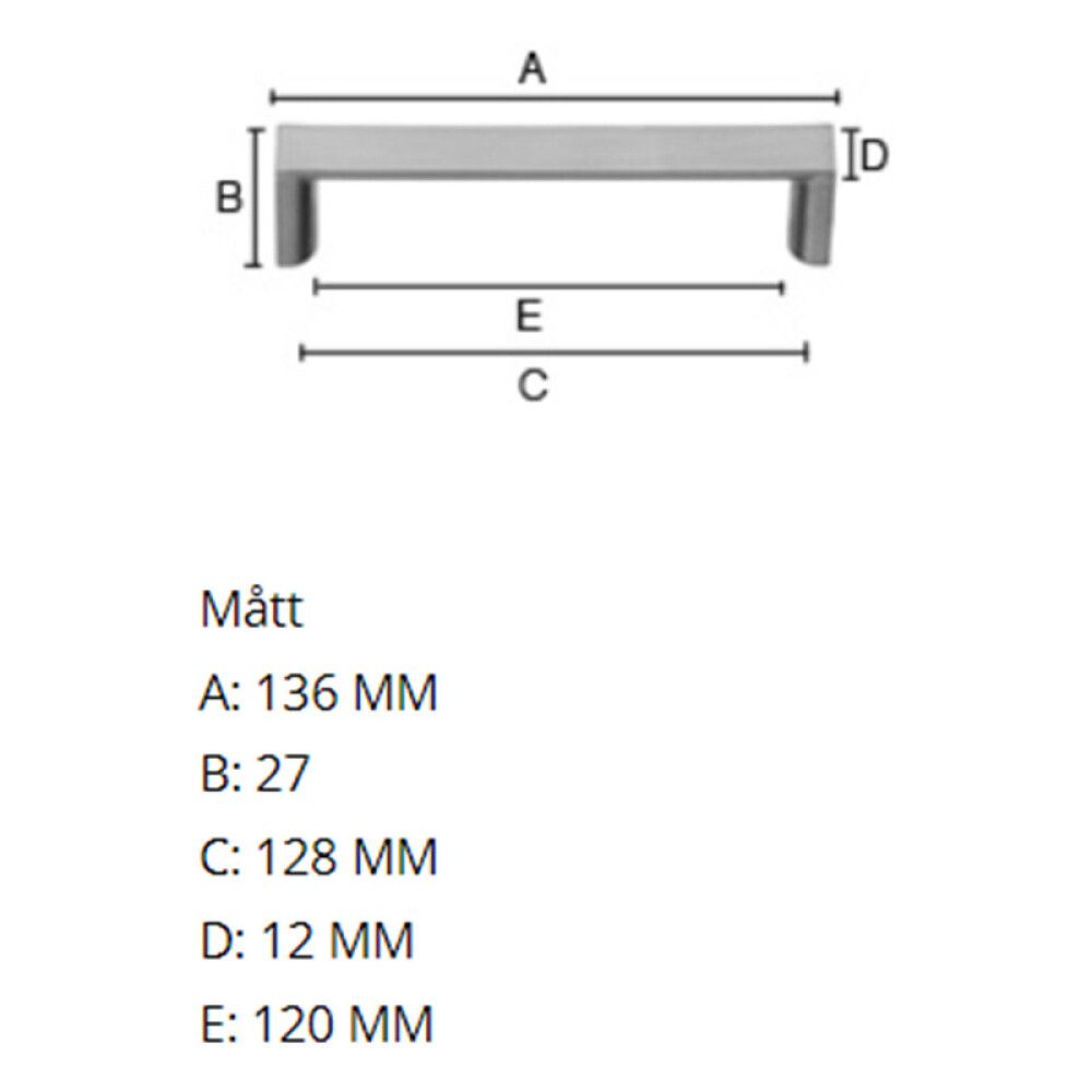 Käepide Beslagsboden Modern 136 mm lihvitud vask