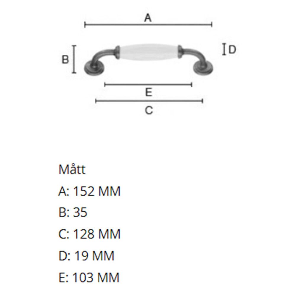 Käepide Beslagsboden Tradition 152 mm antiik messing/valge