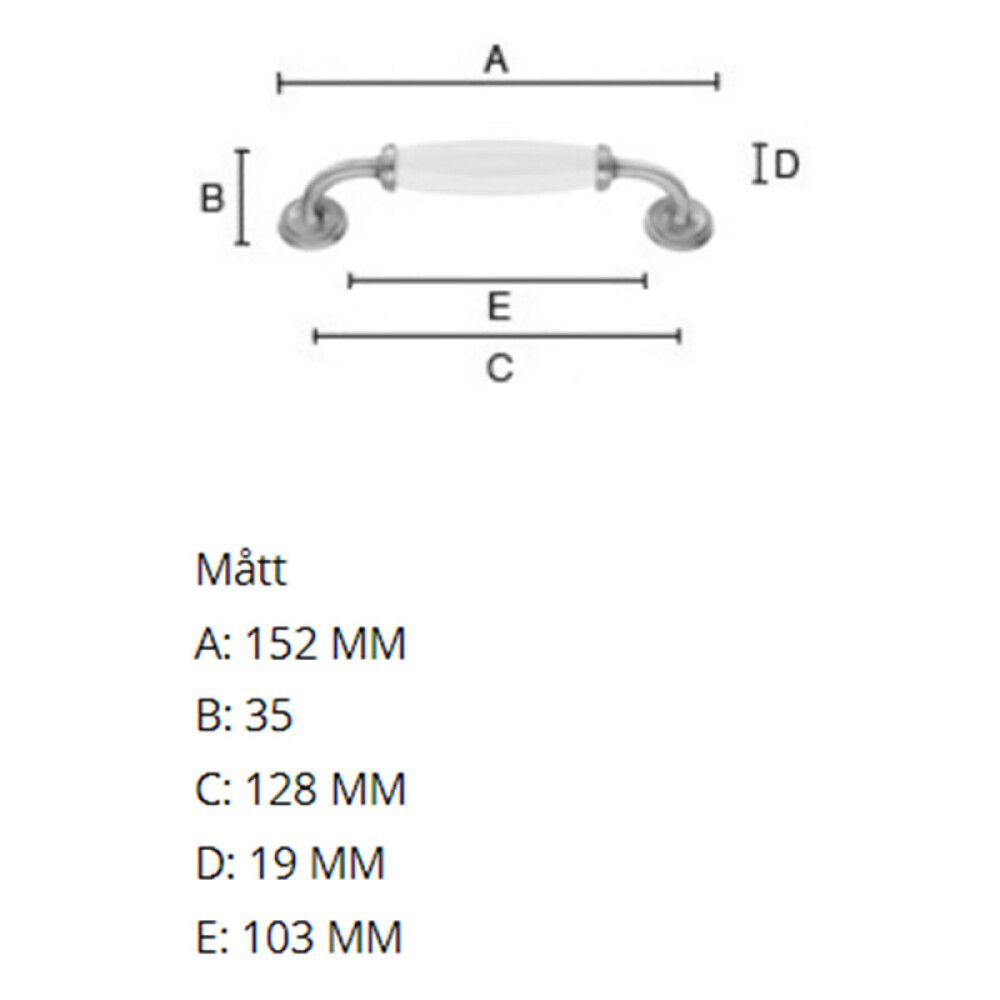 Käepide Beslagsboden Tradition 152 mm vask/valge