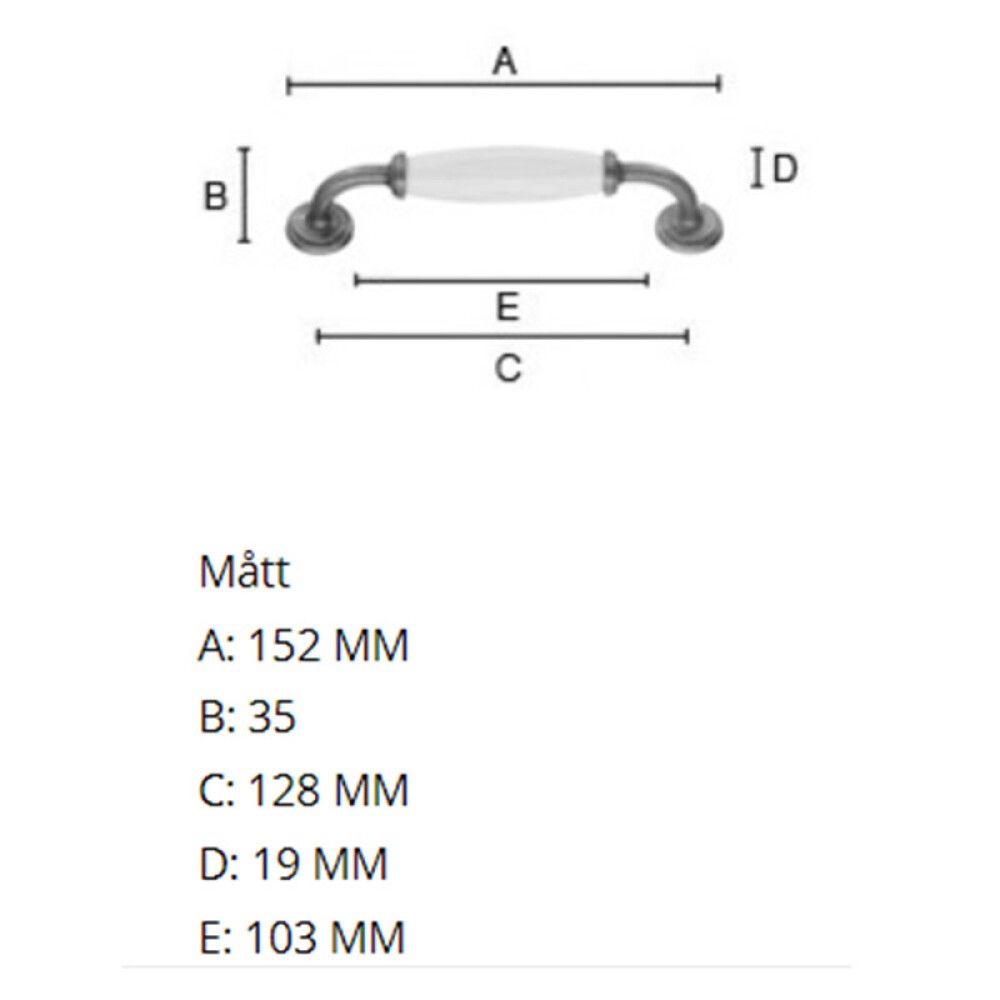 Käepide Beslagsboden Tradition 152 mm tinatatud/valge