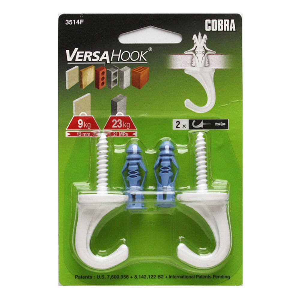 Kipsplaadikonks Cobra Versa valge 2 tk