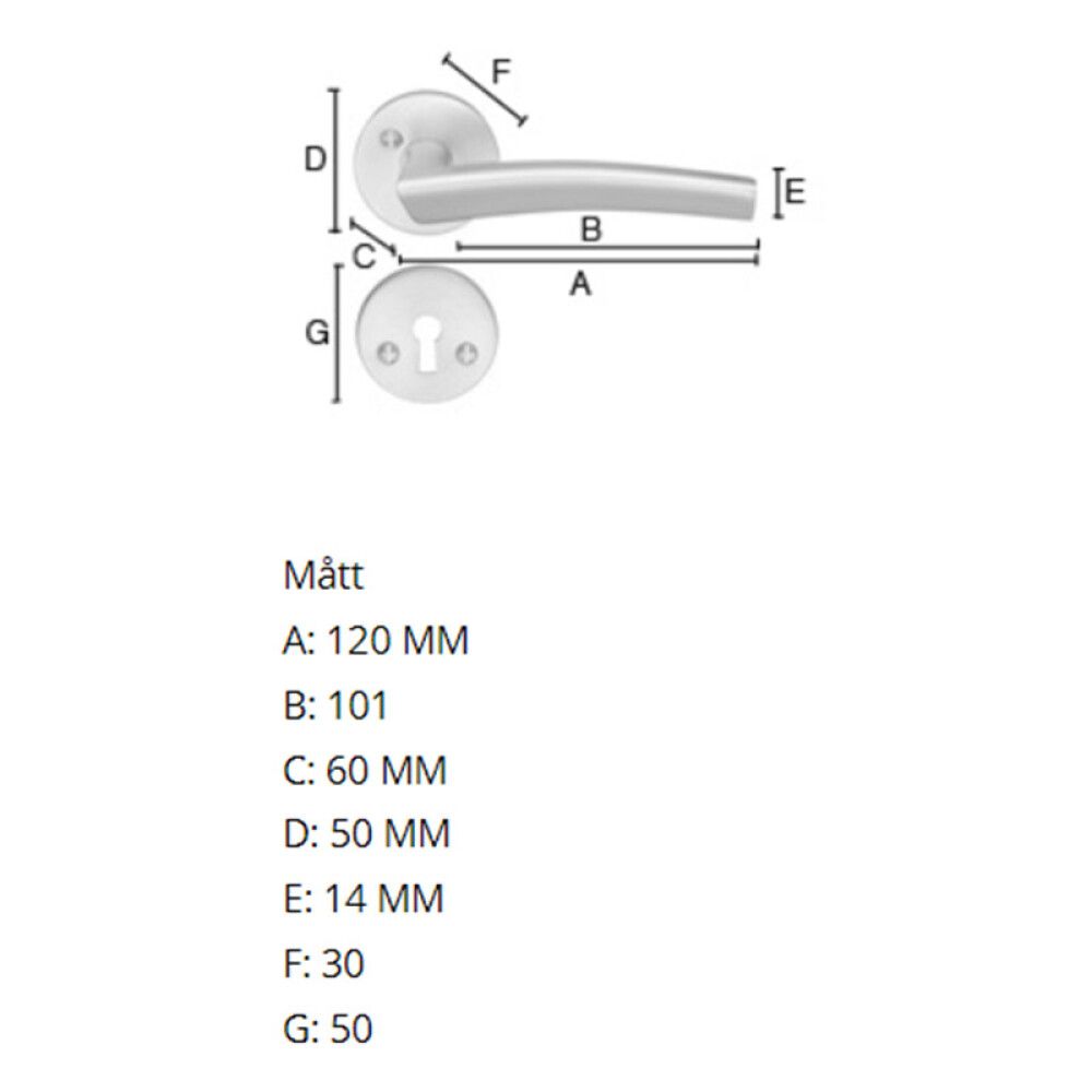 Siseukse link Beslagsboden B290BNS mattmust