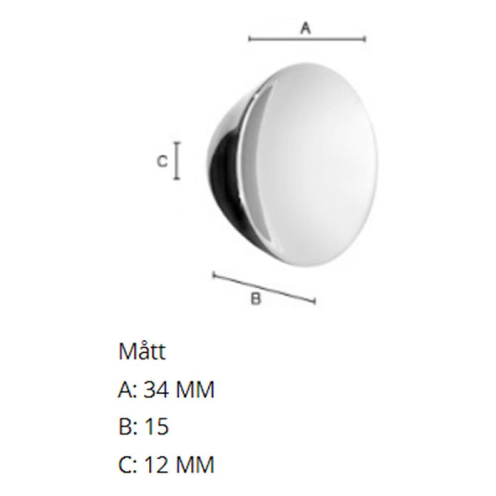 Mööblinupp Beslagsboden Modern ø 34 mm läikiv kroom