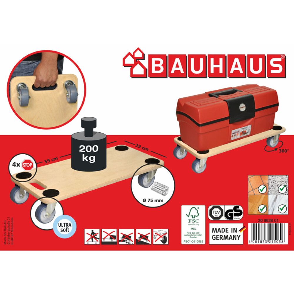 Transpordialus BAUHAUS 59 x 29 cm. 200 kg