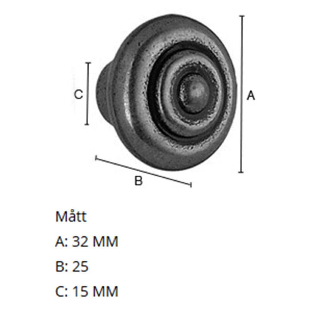 Mööblinupp Beslagsboden B080 ø 32 mm antiik messing