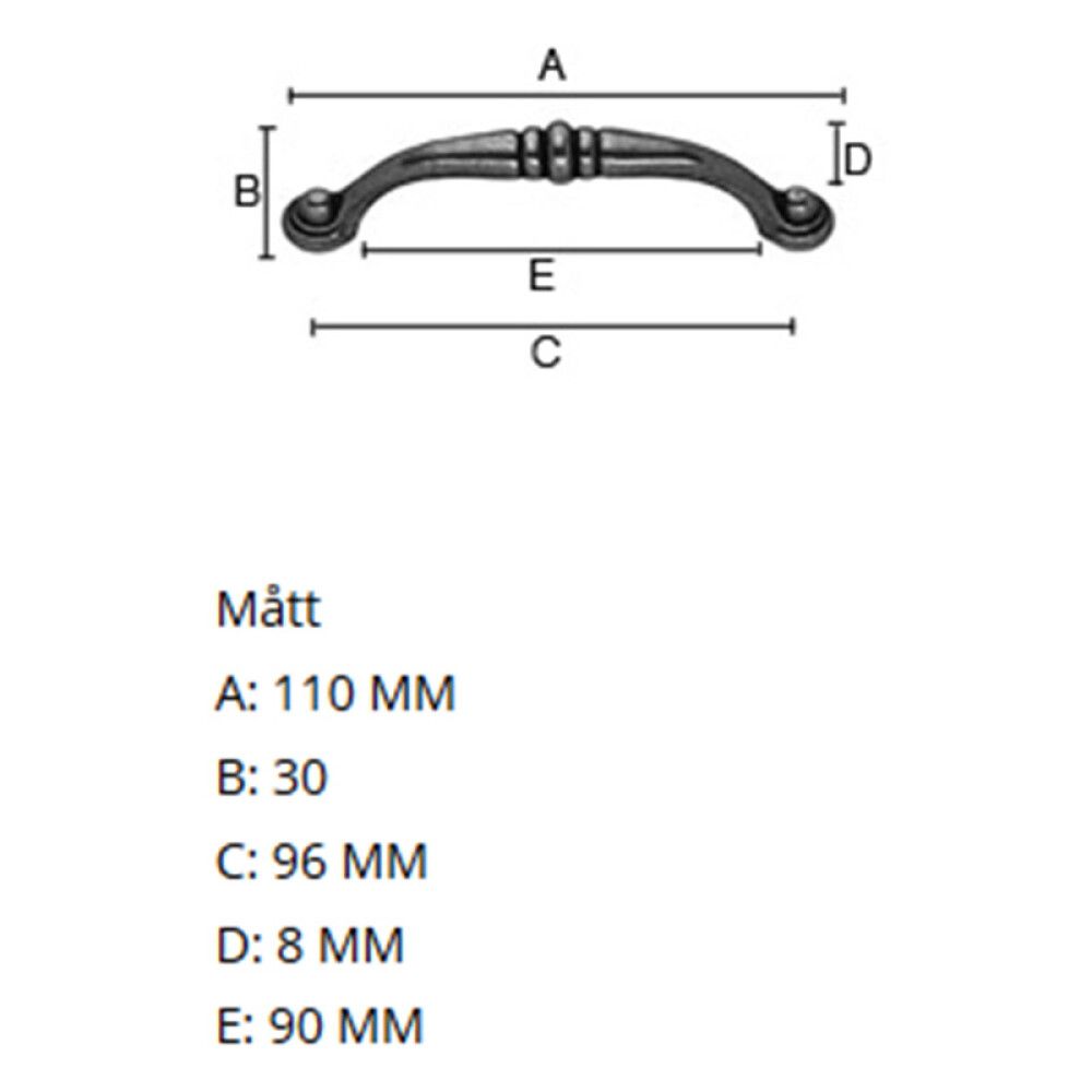 Käepide Beslagsboden B542 110 x 30 mm antiikmessing