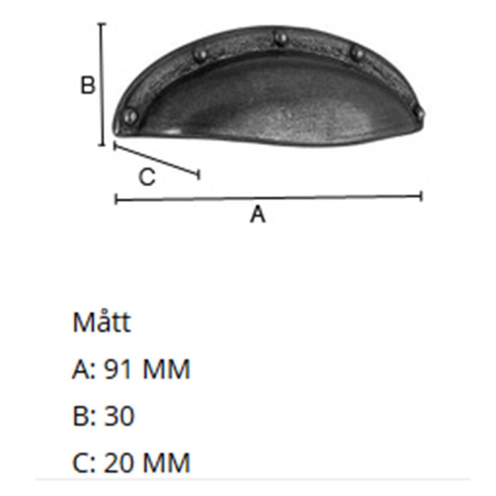 Käepide Beslagsboden 91 mm tinatatud