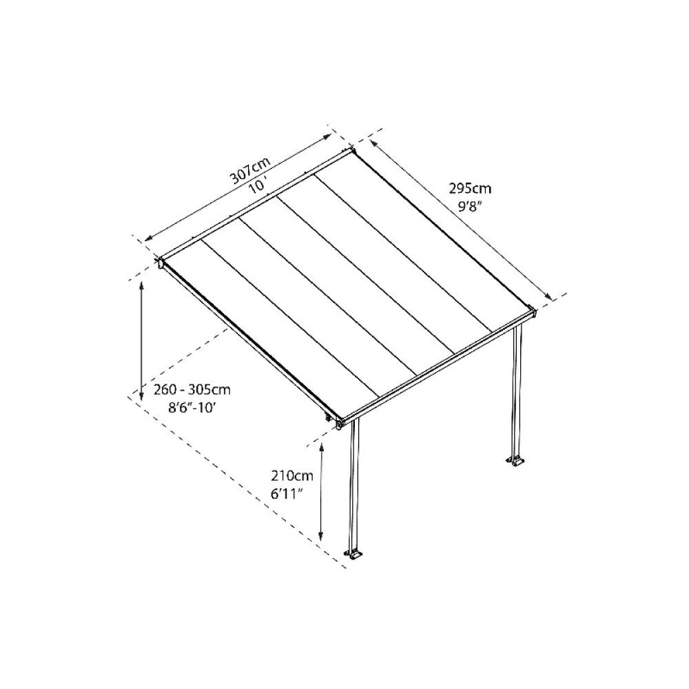 Terrassikatus Solid Elements Martina valge 3,05 x 3 m