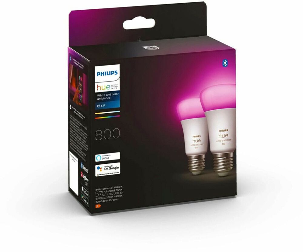 LED-nutilamp Philips Hue White and color 6,5 W E27, 2 tk