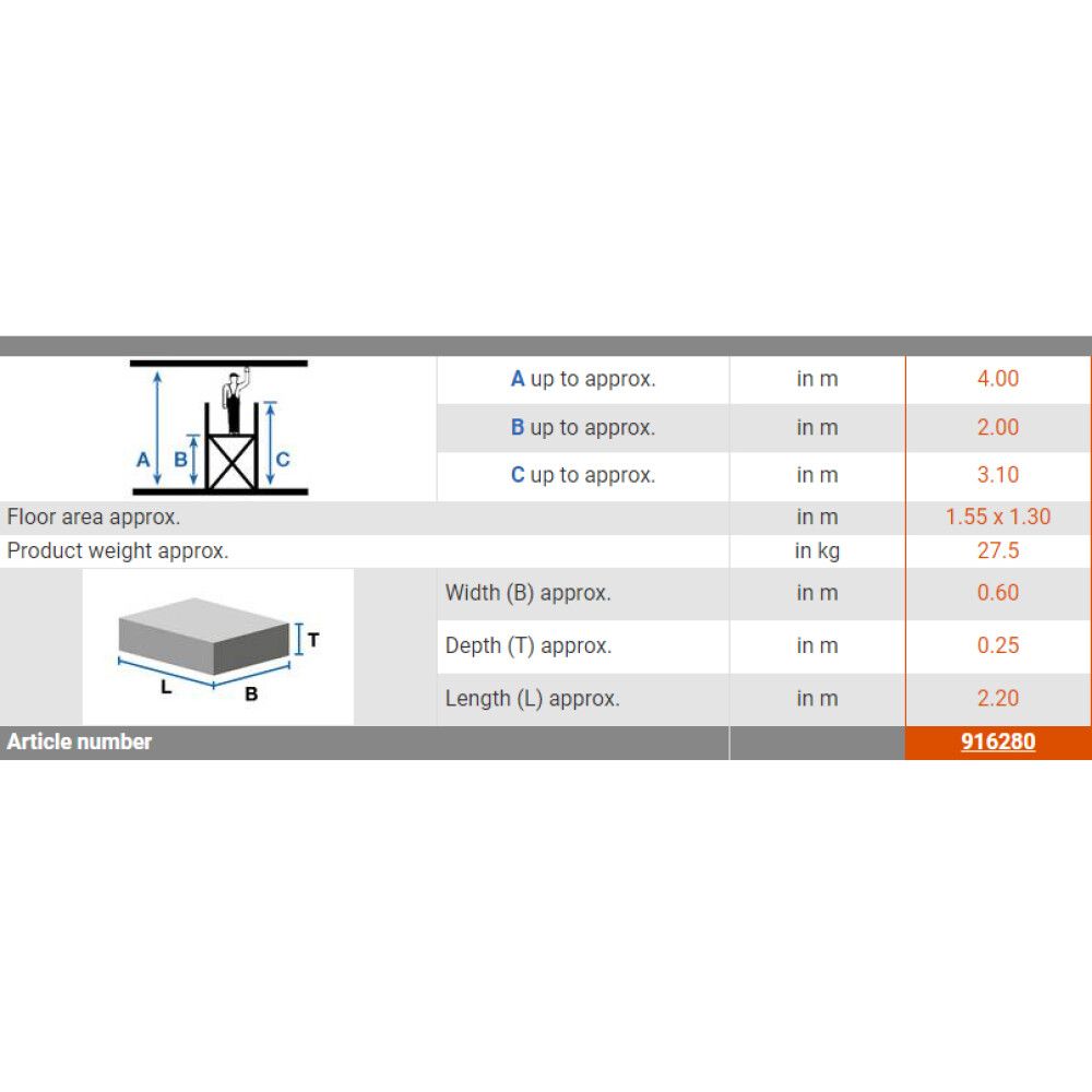 Teisaldatav ehitustelling Krause Corda töökõrgus 4 m