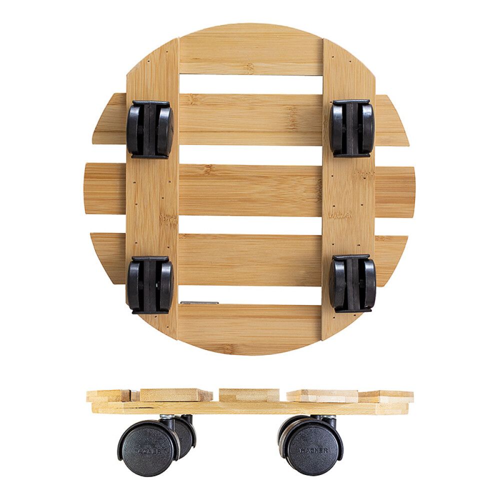 Lillepoti alus ratastega Bamboo Ø 29 cm