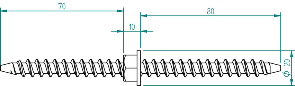 Kinnituskruvi kahepoolne 10 x 160 mm