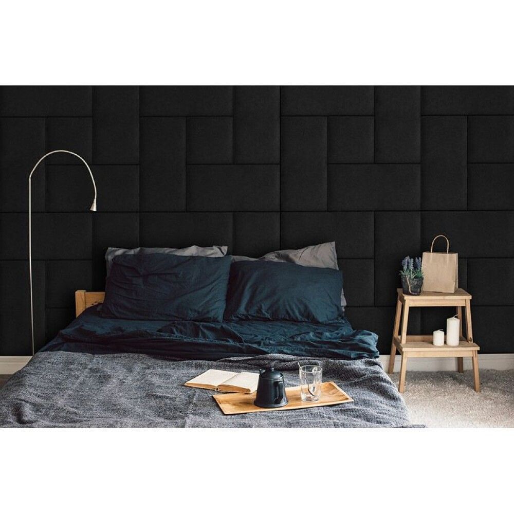 Polsterdatud seinapaneel Fllow Velvet 100 must 30 x 60 cm